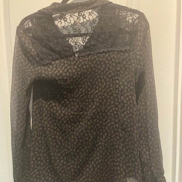 Free People •‎ All That Glitters Sheer Lace Blouse small - Picture 3 of 3